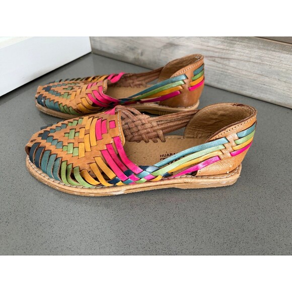 Women’s Spanish Huarache Leather Braided Sandals Slip Ons Shoes - Picture 3 of 9